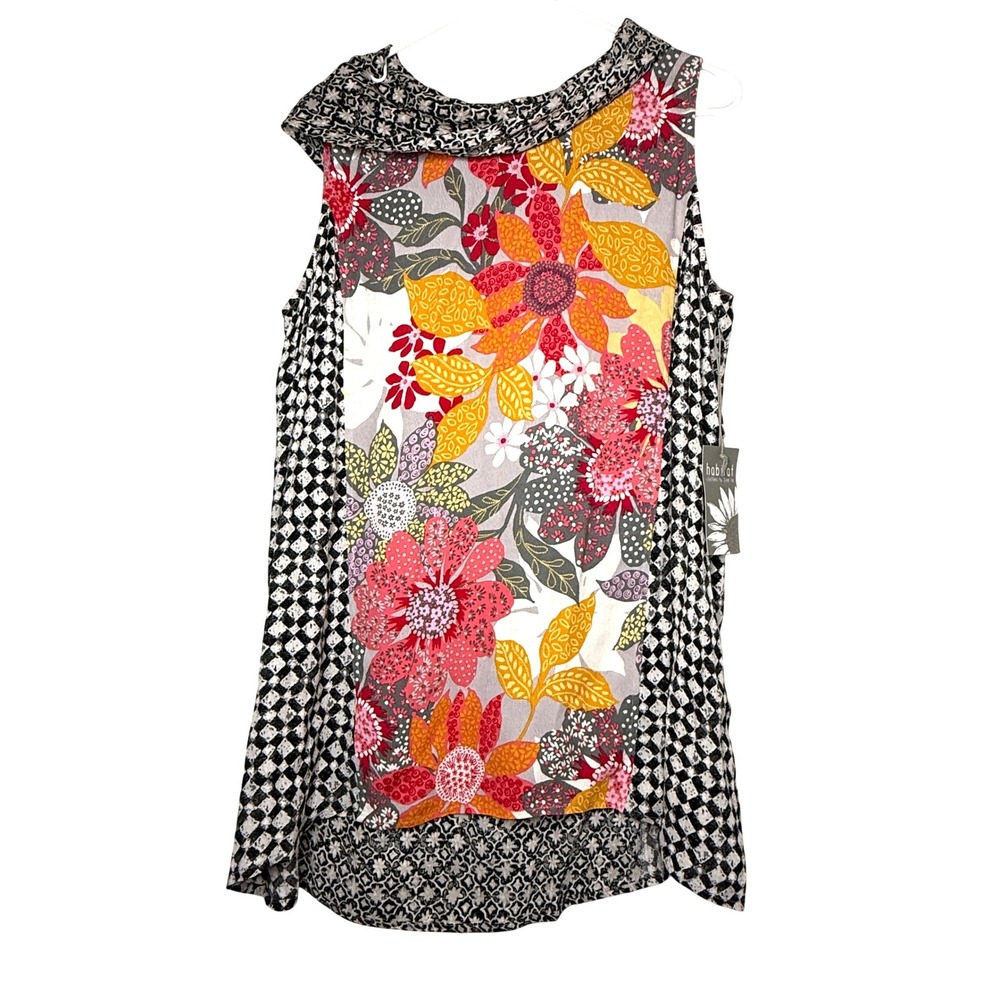 Habitat Clothes to Live In NWT Floral Cowl Neck Tunic Top Size M Art to Wear